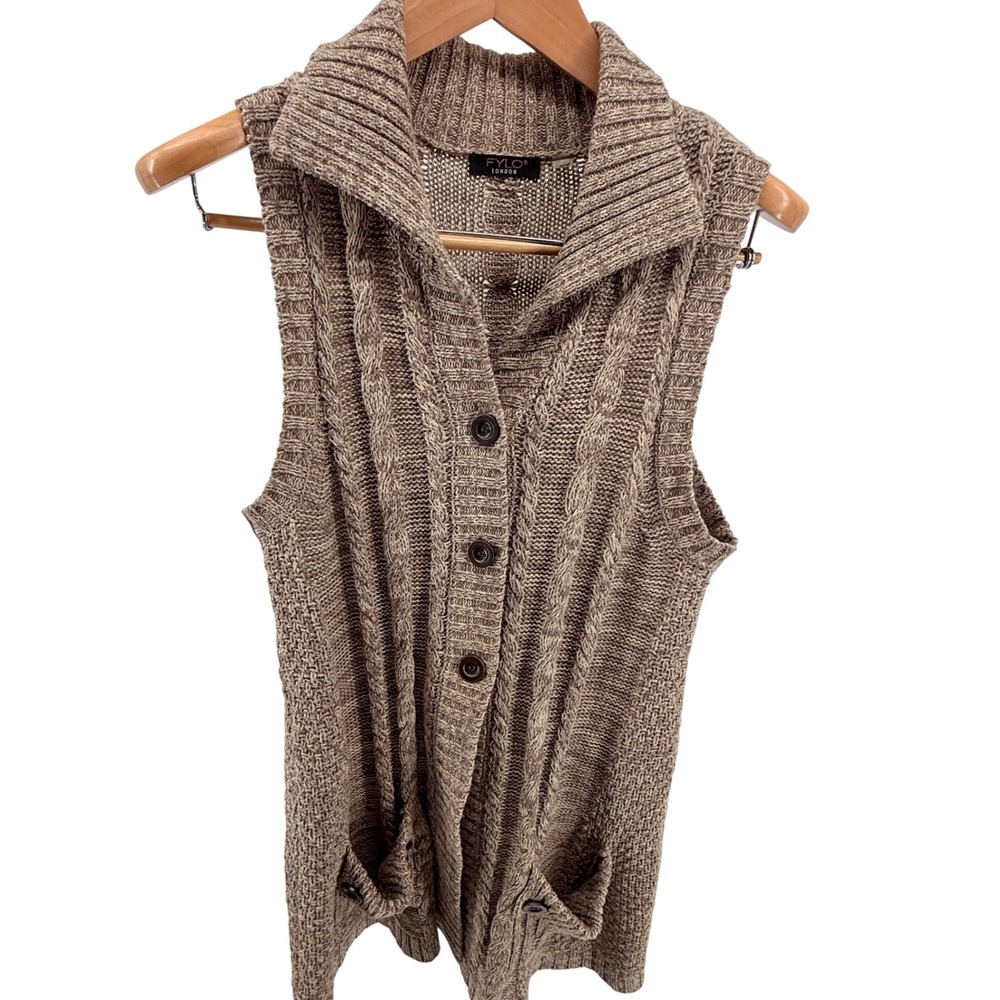 FYLO London Cable Knit‎ long Sweater Vest Cardigan*see pics for measurements*